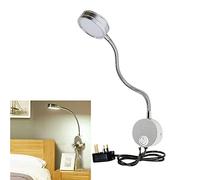 BoYeeBo Flexible Arm 5W LED Bedside Reading Lights, Wall Mounted LED Wall Lamp Working Study Headboard Light with Plug & Switch for Bedroom, Office, Workbench, Studio (Silver, 6000K)