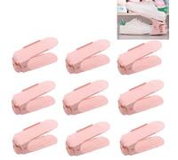 BoYeeBo Pack of 10, Adjustable 4 Level Shoe Slots Organizer Double Deck Shoe Rack Holder for Shoes Storage Closet Organization (Pink)
