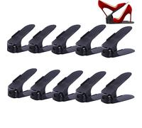 BoYeeBo Pack of 10, Adjustable 4 Level Shoe Slots Organizer Double Deck Shoe Rack Holder for Shoes Storage Closet Organization (Black)