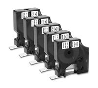 BOYEEZON Compatible Industrial Labels Replacement for DYMO Rhino 18444 Permanent Vinyl Label Tapes 12mm Black on White Work for DYMO Rhino 4200 5200 5000 6000 Label Maker,1/2 inch x 18 feet,5-Pack