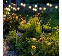 Boyfield Solar Lights Outdoor Garden 2 Pack Firefly Lights for Patio (Warm) | Waterproof 20 LED firefly solar warm white lights, perfect for pathway, patio, and yard decoration.