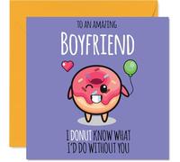 Boyfriend Birthday Card - Donut What I'd Do - Happy Birthday Card for Boyfriend from Girlfriend Partner, 145mm cute donut Bday Greeting Cards