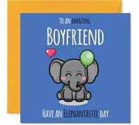 Boyfriend Birthday Card - Have An Elephantastic Day - Happy Birthday Card for Boyfriend from Girlfriend Partner, 145mm cute elephant Bday Greeting Cards