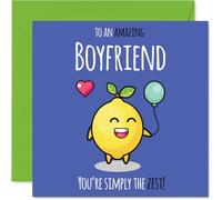 Boyfriend Birthday Card - Simply The Zest - Happy Birthday Card for Boyfriend from Girlfriend Partner, 145mm cute lemon Bday Greeting Cards