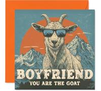 Boyfriend Birthday Card - You Are The Goat - Happy Birthday Card for Boyfriend from Girlfriend Partner, 145mm Funny Animal Bday Greeting Cards