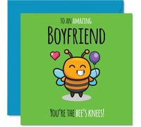 Boyfriend Birthday Card - Youre The Bees Knees! - Happy Birthday Card for Boyfriend from Girlfriend Partner, 145mm cute bee Bday Greeting Cards