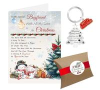 Boyfriend Christmas Card, Christmas Card Xmas Card from Girlfriend, Luxury Merry Christmas Cards Keyring Gifts for Partner One I Love Him with Gift Box Envelope (Boyfriend)