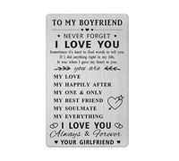 Boyfriend Gifts from Girlfriend, Anniversary Card for Boyfriend, Engraved Love Message Birthday Wallet Card for Boyfriend
