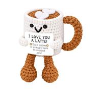 Boyfriend/Girlfriend Birthday Gifts Crochet Coffee Cup Plush Coffee Lover Gifts for Women/Men 2 Heart Amigurumi Coffees Mug Funny Coffees Pun for Mom Daughter Sister Meaningful/Thoughtful Gift