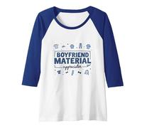 Boyfriend Material Appreciator: Charming Romantic Gift Raglan Baseball Tee, Women, Royal Blue/White, XXL