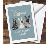 Boyfriend Personalised Easter Card Bunnies | Personalised Easter Card For Boyfriend, Him, Animals