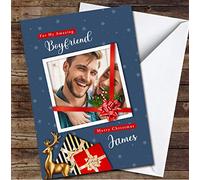 Boyfriend Photo Frame Any Text Personalised Christmas Card | Christmas Card | Any Relation Xmas Card