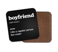 Boyfriend Square Coaster - Partner Valentine's Day Men Dictionary Regular But Cooler Definition Funny Joke Hobby Kitchen Drink #82688