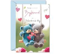 Boyfriend Valentines Day Card - Be By Your Side - Happy Valentines Card for Boyfriend from Girlfriend Partner, A5 Valentine Greeting Cards