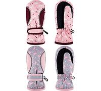 Boyiee 2 Pairs Girls Kids Waterproof Mittens Toddlers Warm Snow Gloves Kid Ski Gloves (Horse Style, 2-5 Years)