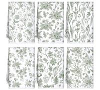 Boyiee 6 Sets Sage Green Kitchen Towels Set Vintage Floral Dish Tea Towels Absorbent Wildflower Dishtowels 24"x16" Forest Hand Wash Cloth for Farmhouse Kitchen Bathroom Housewarming Gift