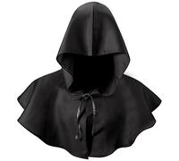 Boyiee Halloween Medieval Cowl Hood Cowl Costume Grim Cap Cloak Plague Doctor Hat Pagan Cosplay Accessory(Black)