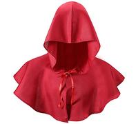 Boyiee Halloween Medieval Cowl Hood Cowl Costume Grim Cap Cloak Plague Doctor Hat Pagan Cosplay Accessory(Red)