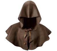 Boyiee Medieval Hood Cowl Costume Grim Cloak Plague Doctor Hat Cowl Pagan Cosplay Accessory(Coffee Color)