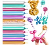 Boyigog Modelling Balloons, Pack of 100, Chrome, Silver, Blue, Purple, Green, Red, Balloons, Magic, Metallic, Long, Twisting, Party, Wedding, Birthday, DIY