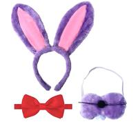 Boyigog Rabbit Costume Party Accessories with Rabbits Hairband Red Bow Tie Mouth Decoration Adults Kids Costume Accessory for World Book Day Halloween Carnival Cosplay Party (Rabbit Accessories, 3)