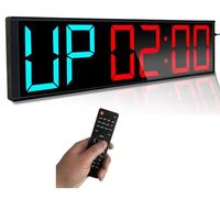 Boyiit 26'' Extra Large Home GYM Timer Clock, Programable Workout Interval Timer, Digital Wall Clock, with 7-color Night Light, 8 Alarm Clocks, Calendar/Temperature, Countdown & Stopwatch (Blue & Red)