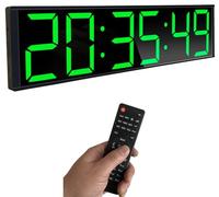 Boyiit 26'' Extra Large Home Gym Timer Clock, Programable Workout Interval Timer, Digital Wall Clock, with 7-Color Night Light, 8 Alarm Clocks, Calendar/Temperature, Countdown & Stopwatch (Green)