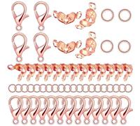 BOYIVI 800 Pcs Jewelry Making Accessories Set with 100 Lobster Claw Clasps, 200 Bead Tips Knot Covers, 500 Open Jump Ring Connectors - DIY Jewelry Making Supplies - Rose Gold