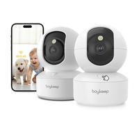 BoyKeep Pet Camera, 2K 3MP Dog Camera, 360°WiFi Cameras with APP,Wireless Indoor Security Cameras for Baby Cat Puppy CCTV, 2-Way Audio, Night Vision, Motion Tracking, 5G/2.4GHz K30 (White-2 Pack)