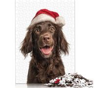 Boykin Spaniel Dog with Santa Hat Portrait Puzzle 100 Percent Recycled Cardboard 100 Percent Recycled Cardboard Jigsaw Puzzle for Boy Or Girl 1000pcs (75x50cm)