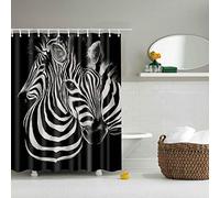 BOYOUTH 2 Zebra Pattern Digital Print Black Shower Curtains for Bathroom Decor,Polyester Waterproof Fabric Bath Curtain with 12 Hooks,70x70 Inches,Multicolor