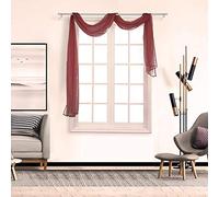 BOYOUTH Beautiful Elegant Solid Color Soft Transparents Voile Window Decor Scarf Valance Topper Curtain Topper Long Window Treatment Scarves for Home Decor,Wedding(35"x78"-Wine Red) 1 Panel