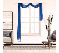 BOYOUTH Beautiful Elegant Solid Color Soft Transparents Voile Window Decor Scarf Valance Topper Curtain Topper Long Window Treatment Scarves for Home Decor,Wedding(35"x118"-Dark Blue) 1 Panel