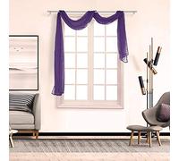 BOYOUTH Beautiful Elegant Solid Color Soft Transparents Voile Window Decor Scarf Valance Topper Curtain Topper Long Window Treatment Scarves for Home Decor,Wedding(35"x78"-Dark Purple) 1 Panel