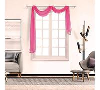 BOYOUTH Beautiful Elegant Solid Color Soft Transparents Voile Window Decor Scarf Valance Topper Curtain Topper Long Window Treatment Scarves for Home Decor,Wedding(35"x78"-Rose Red) 1 Panel