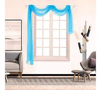 BOYOUTH Beautiful Elegant Solid Color Soft Transparents Voile Window Decor Scarf Valance Topper Curtain Topper Long Window Treatment Scarves for Home Decor,Wedding(35"x118"-Sky Blue) 1 Panel