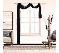 BOYOUTH Beautiful Elegant Solid Color Soft Transparents Voile Window Decor Scarf Valance Topper Curtain Topper Long Window Treatment Scarves for Home Decor,Wedding(35"x157"-Black) 1 Panel