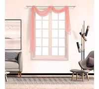 BOYOUTH Beautiful Elegant Solid Color Soft Transparents Voile Window Decor Scarf Valance Topper Curtain Topper Long Window Treatment Scarves for Home Decor,Wedding(35"x118"-Champagne) 1 Panel