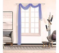 BOYOUTH Beautiful Elegant Solid Color Soft Transparents Voile Window Decor Scarf Valance Topper Curtain Topper Long Window Treatment Scarves for Home Decor,Wedding(53"x196"-Medium Purple) 1 Panel