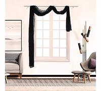 BOYOUTH Beautiful Elegant Solid Color Soft Transparents Voile Window Decor Scarf Valance Topper Curtain Topper Long Window Treatment Scarves for Home Decor,Wedding(35"x78"-Black) 1 Panel