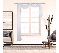BOYOUTH Beautiful Elegant Solid Color Soft Transparents Voile Window Decor Scarf Valance Topper Curtain Topper Long Window Treatment Scarves for Living Room,Bedroom,Wedding,(35"x196"-White) 1 Panel
