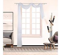 BOYOUTH Beautiful Elegant Solid Color Soft Transparents Voile Window Decor Scarf Valance Topper Curtain Topper Long Window Treatment Scarves for Living Room,Bedroom,Wedding,(35"x78"-White) 1 Panel