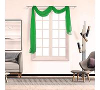 BOYOUTH Beautiful Elegant Solid Color Soft Transparents Voile Window Decor Scarf Valance Topper Curtain Topper Long Window Treatment Scarves for Home Decor,Wedding(35"x118"-Light Green) 1 Panel
