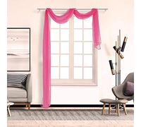 BOYOUTH Beautiful Elegant Solid Color Soft Transparents Voile Window Decor Scarf Valance Topper Curtain Topper Long Window Treatment Scarves for Home Decor,Wedding(35"x157"-Rose Red) 1 Panel