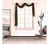 BOYOUTH Beautiful Elegant Solid Color Soft Transparents Voile Window Decor Scarf Valance Topper Curtain Topper Long Window Treatment Scarves for Home Decor,Wedding(35"x118"-Brown) 1 Panel
