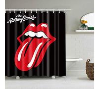 BOYOUTH Big Red Lips and Letters Pattern Digital Print Black Shower Curtains for Bathroom Decor,Polyester Waterproof Fabric Bath Curtain with 12 Hooks,70x70 Inches,Multicolor