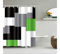 BOYOUTH Black,Grey,Green,White Geometry Pattern Digital Print Shower Curtains for Bathroom,Polyester Waterproof Fabric Bath Curtain with 8 Hooks,54x78 Inches,Multicolor