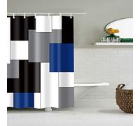 BOYOUTH Black,Grey,Navy Blue,White Geometry Pattern Digital Print Shower Curtain for Bathroom Decor,Polyester Waterproof Fabric Bath Curtain with 6 Hooks,35x70 Inches,Multicolor
