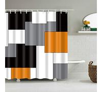 BOYOUTH Black,Grey,Orange,White Geometry Pattern Digital Print Shower Curtain for Bathroom Decor,Polyester Waterproof Fabric Bath Curtain with 12 Hooks,70x70 Inches,Multicolor
