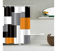 BOYOUTH Black,Grey,Orange,White Geometry Pattern Digital Print Shower Curtain for Bathroom Decor,Polyester Waterproof Fabric Bath Curtain with 6 Hooks,35x70 Inches,Multicolor